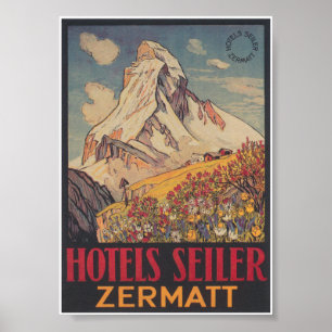 Zermatt Schweiz Matterhorn Vintage affisch