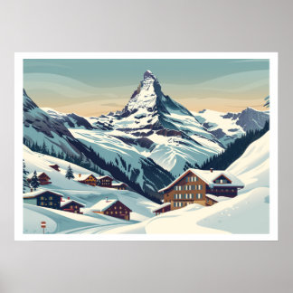 Zermatt, Schweiz Matterhorn Vintage Poster
