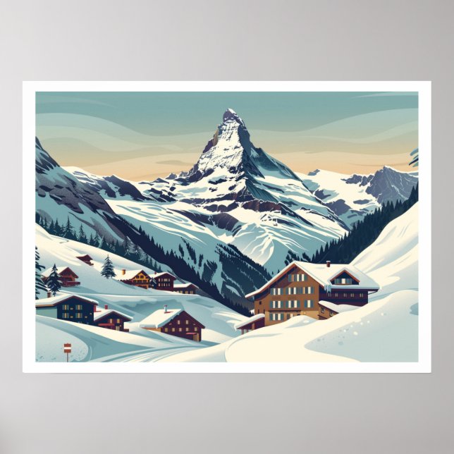 Zermatt, Schweiz Matterhorn Vintage Poster (Framsidan)