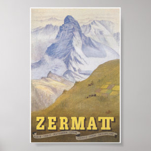 Zermatt Schweiz Matterhorn Vintage resor Poster