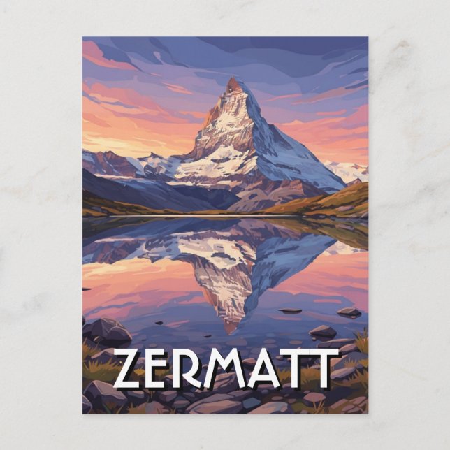 Zermatt Schweiz Matterhorn Vykort (Framsida)