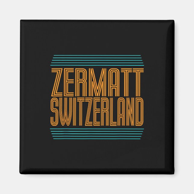 Zermatt Schweiz Retro Alpin Skidning Schweiziska A Magnet (Framsidan)