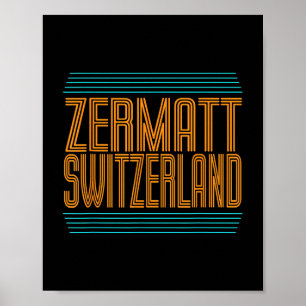 Zermatt Schweiz Retro Alpine Skiing Swiss Alpernas Poster