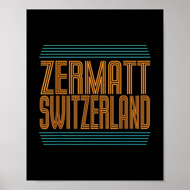 Zermatt Schweiz Retro Alpine Skiing Swiss Alpernas Poster (Framsidan)