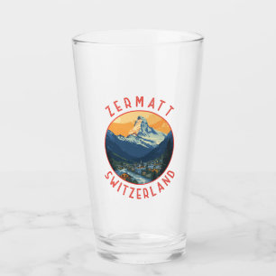Zermatt Schweiz Retro Distress Circle Glaskopp