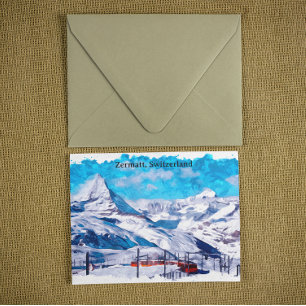 Zermatt Schweiz schweiziska Alpernor Winter Scener Vykort
