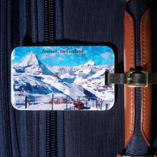 Zermatt Schweiz schweiziska Alpernor Winter Waterc Bagagebricka