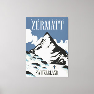 Zermatt Schweiz Ski-utskrift Canvastryck