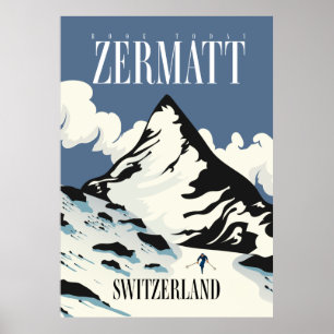 Zermatt Schweiz Ski-utskrift Poster
