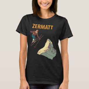 Zermatt Schweiz skidåkning Retro resor T-Shirt