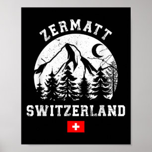 Zermatt Schweiz Skidort Alperna Alpin skidsport Poster