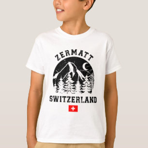 Zermatt Schweiz Skidort Alperna Alpin skidsport T Shirt