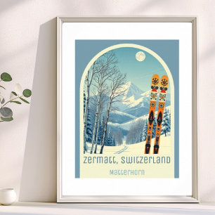 Zermatt Schweiz skidort Matterhorn Poster