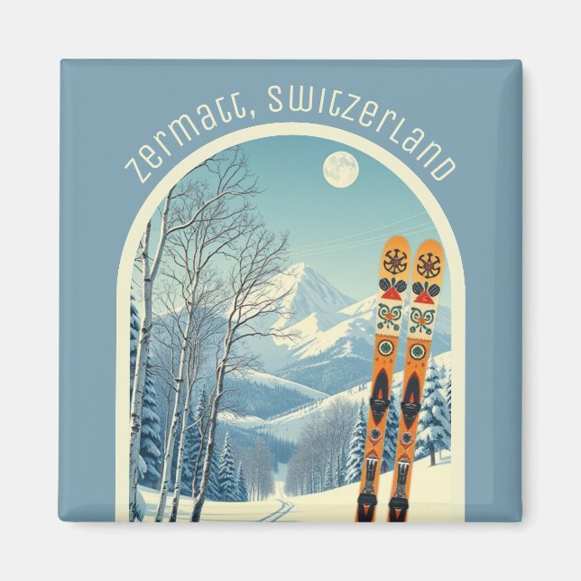 Zermatt Schweiz skidresa Magnet (Framsidan)