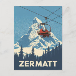 Zermatt Schweiz skidresa Vykort