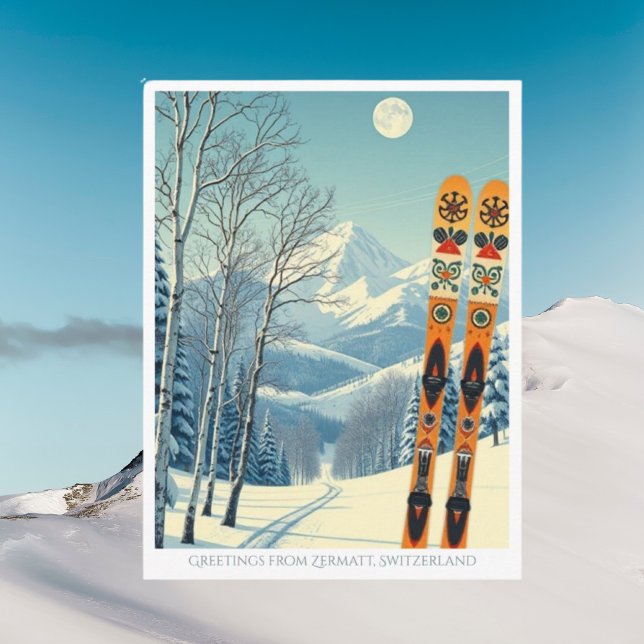 Zermatt Schweiz skidsemester vykort (Skapare uppladdad)