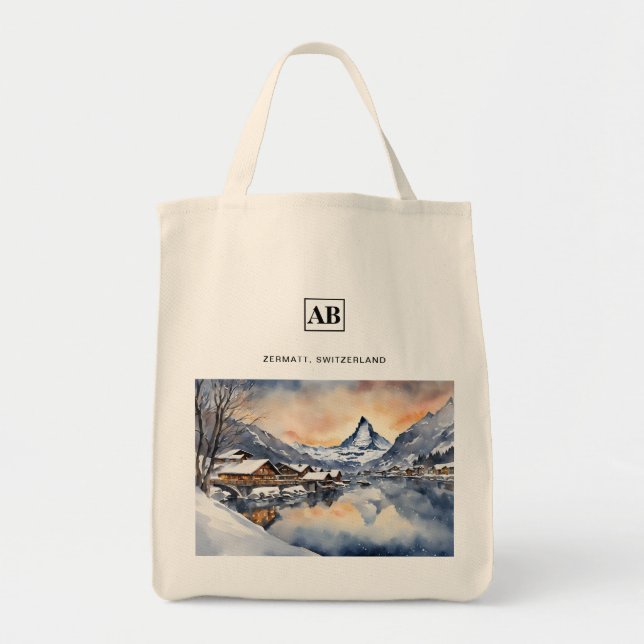 Zermatt, Schweiz Snö Scene Tote Bag Tygkasse (Framsidan)