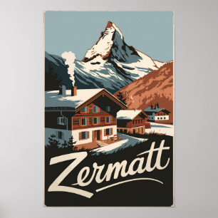 Zermatt Schweiz Travel Art Vintage Poster