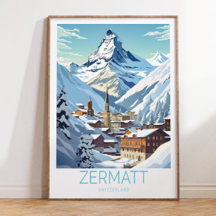 Zermatt Schweiz Travel Poster, Zermatt Switzer Poster