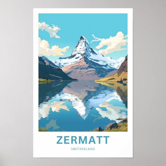 Zermatt Schweiz Travel Skriv ut Poster (Framsidan)