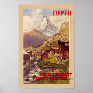 Zermatt Schweiz Vintage affisch 1900