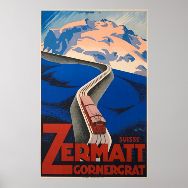 Zermatt Schweiz Vintage resor Poster (Framsidan)