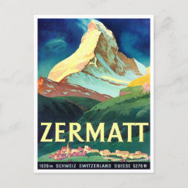 Zermatt Schweiz vintage resor vykort