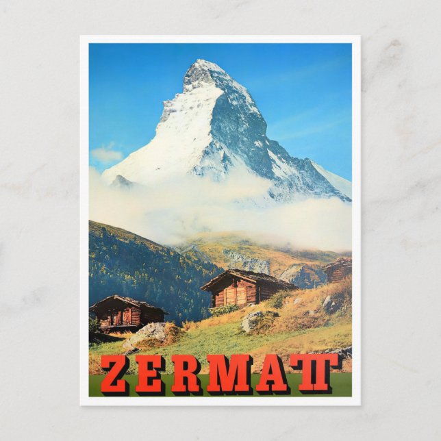 Zermatt Schweiz vintage resor vykort (Framsida)