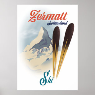 Zermatt Schweiz vintage ski poster