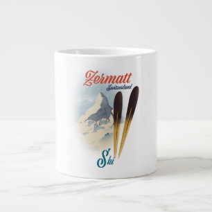 Zermatt Schweiz vintage ski poster Jumbo Mugg