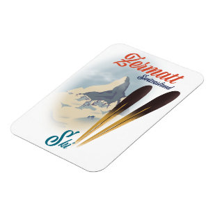 Zermatt Schweiz vintage ski poster Magnet