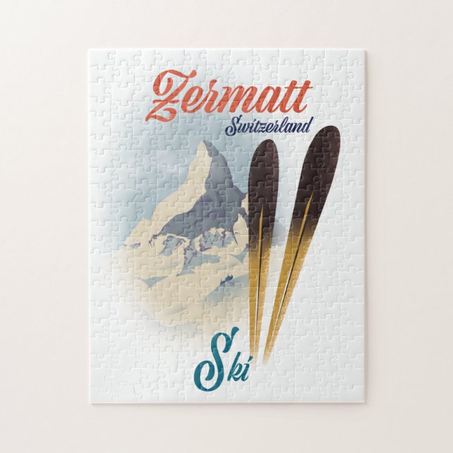 Zermatt Schweiz vintage ski poster Pussel (Vertikal)
