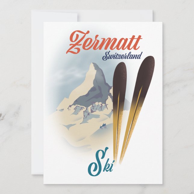 Zermatt Schweiz vintage skidplakat (Framsida)