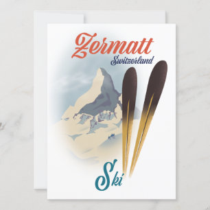 Zermatt Schweiz vintage skidplakat