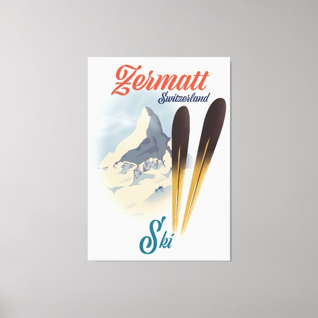 Zermatt Schweiz vintage skidposter Canvastryck (Framsida)