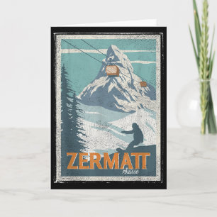 Zermatt Schweiz Vinterskidåkning Snowboard Skidor Kort