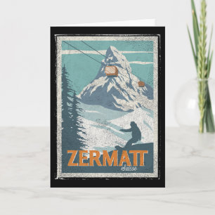 Zermatt Schweiz Vinterskidåkning Snowboard Skidor Kort