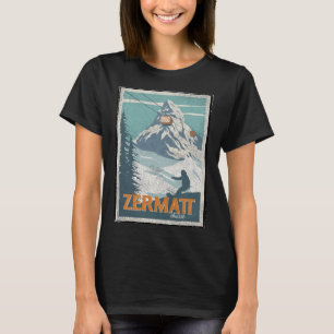 Zermatt Schweiz Vinterskidåkning Snowboard Skidor T Shirt