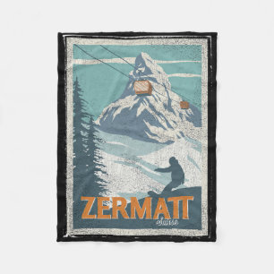 Zermatt Schweiz Winter Skiing Snowboarding Ski Fleecefilt