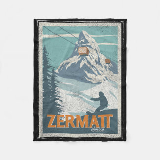 Zermatt Schweiz Winter Skiing Snowboarding Ski Fleecefilt
