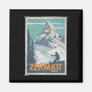 Zermatt Schweiz Winter Skiing Snowboarding Ski Magnet