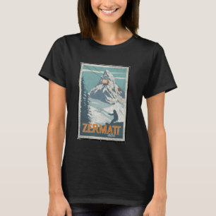 Zermatt Schweiz Winter Skiing Snowboarding Ski T Shirt