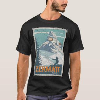 Zermatt Schweiz Winter Skiing Snowboarding Ski T Shirt