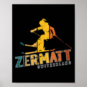 Zermatt Schweiziska Alperna Alpin Skidåkning Schwe Poster