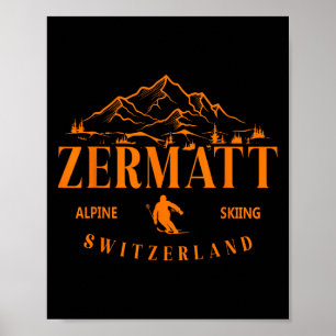 Zermatt Schweiziska Alperna Alpin Skidåkning Schwe Poster