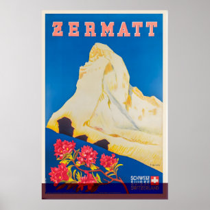 Zermatt Schweiziska Alperna Suisse Schweiz Vintage Poster