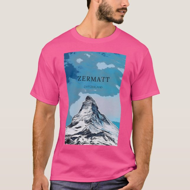 Zermatt schweiziska berget t shirt (Framsida)