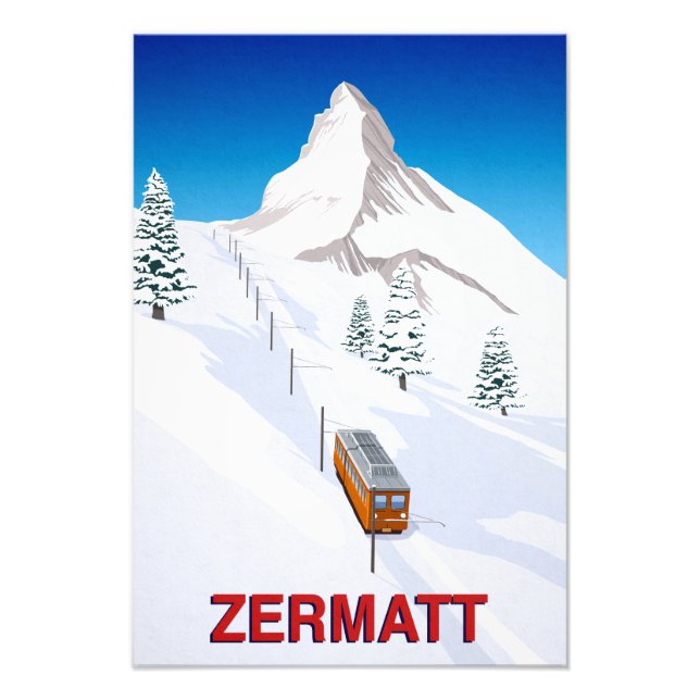 Zermatt Ski Tåg Fototryck (Framsidan)