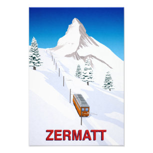 Zermatt skidar tåg fototryck