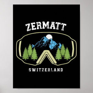 Zermatt skidglas Alpin skidåkning Schweiziska Alpe Poster